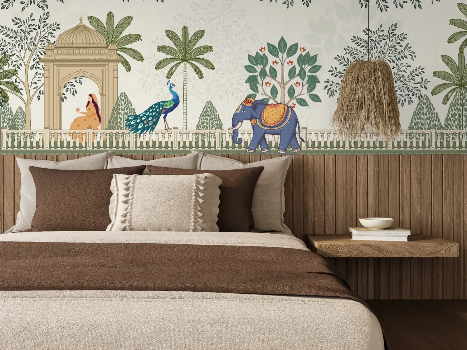 Indian Royal Garden Wall Mural Luxury Home Houston