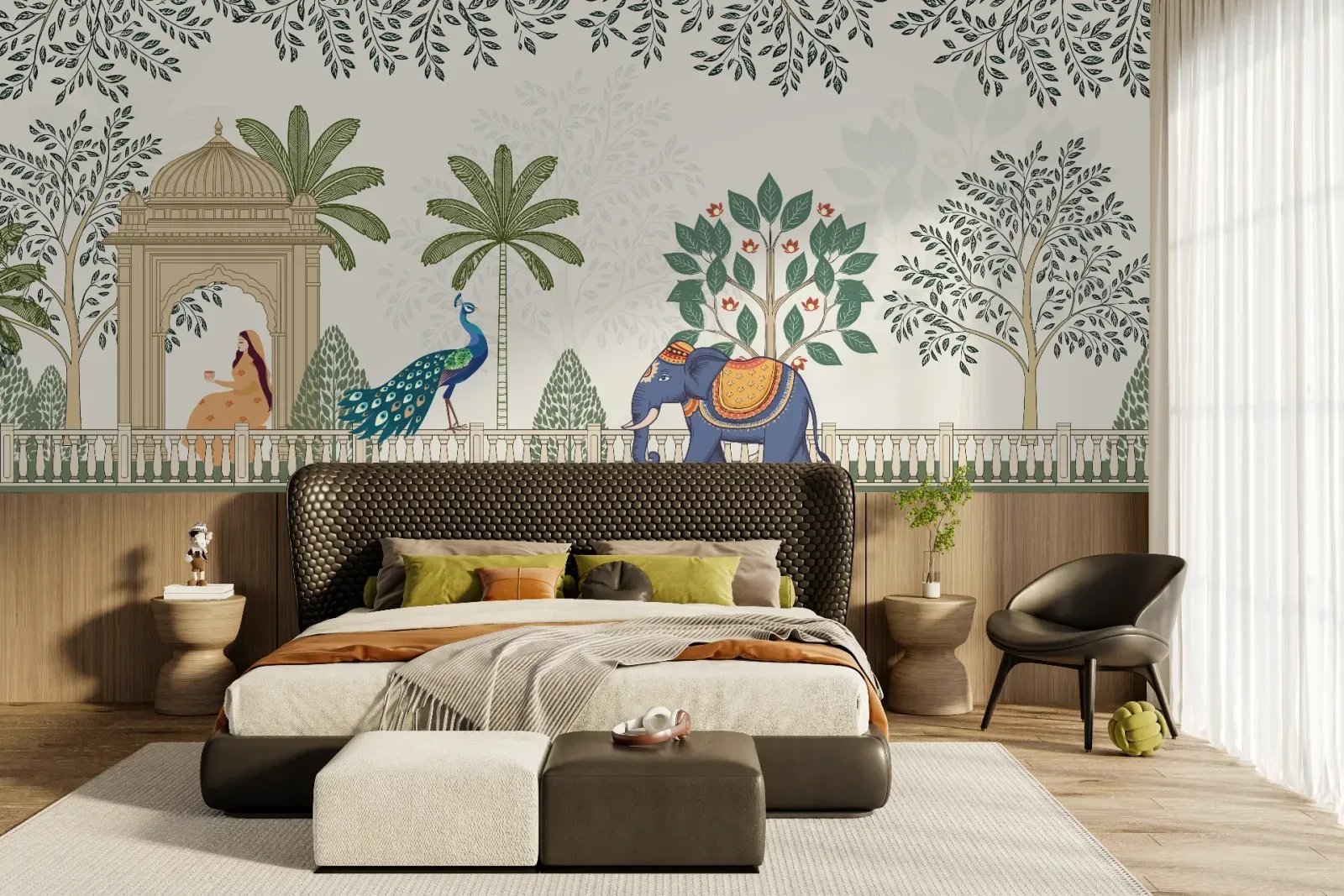 Mughal Palace Botanical Wallpaper Bedroom Chicago