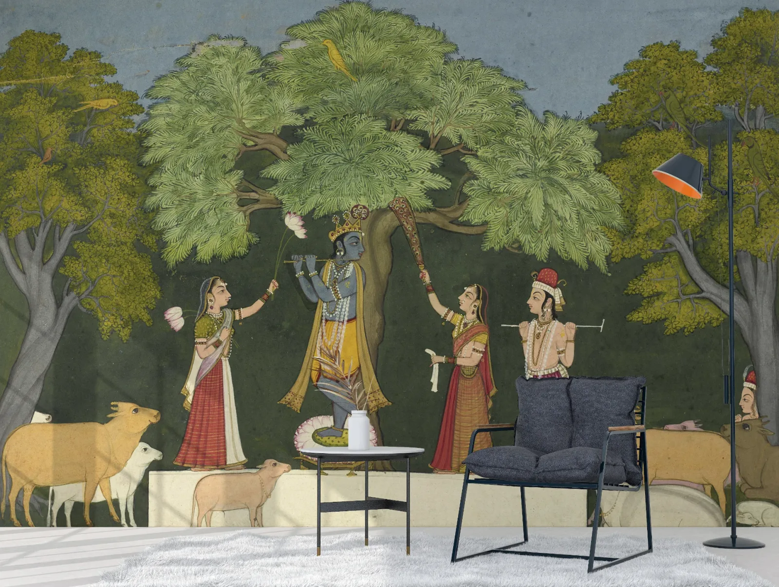 Krishna Nature Scene Wall Mural Self Adhesive Wallpaper Calm Living Room Decor