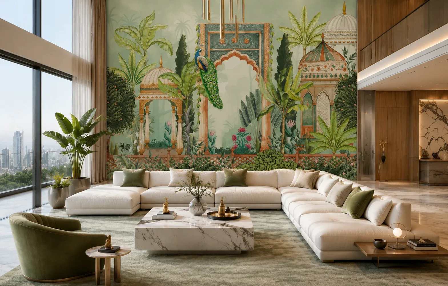Tropical Garden Self Adhesive Living Room Wall Mural