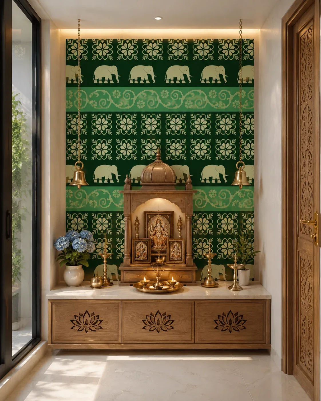 Perfect for Indian Style Temple Room Block Print Style Pattern USA Wall Interior Decor