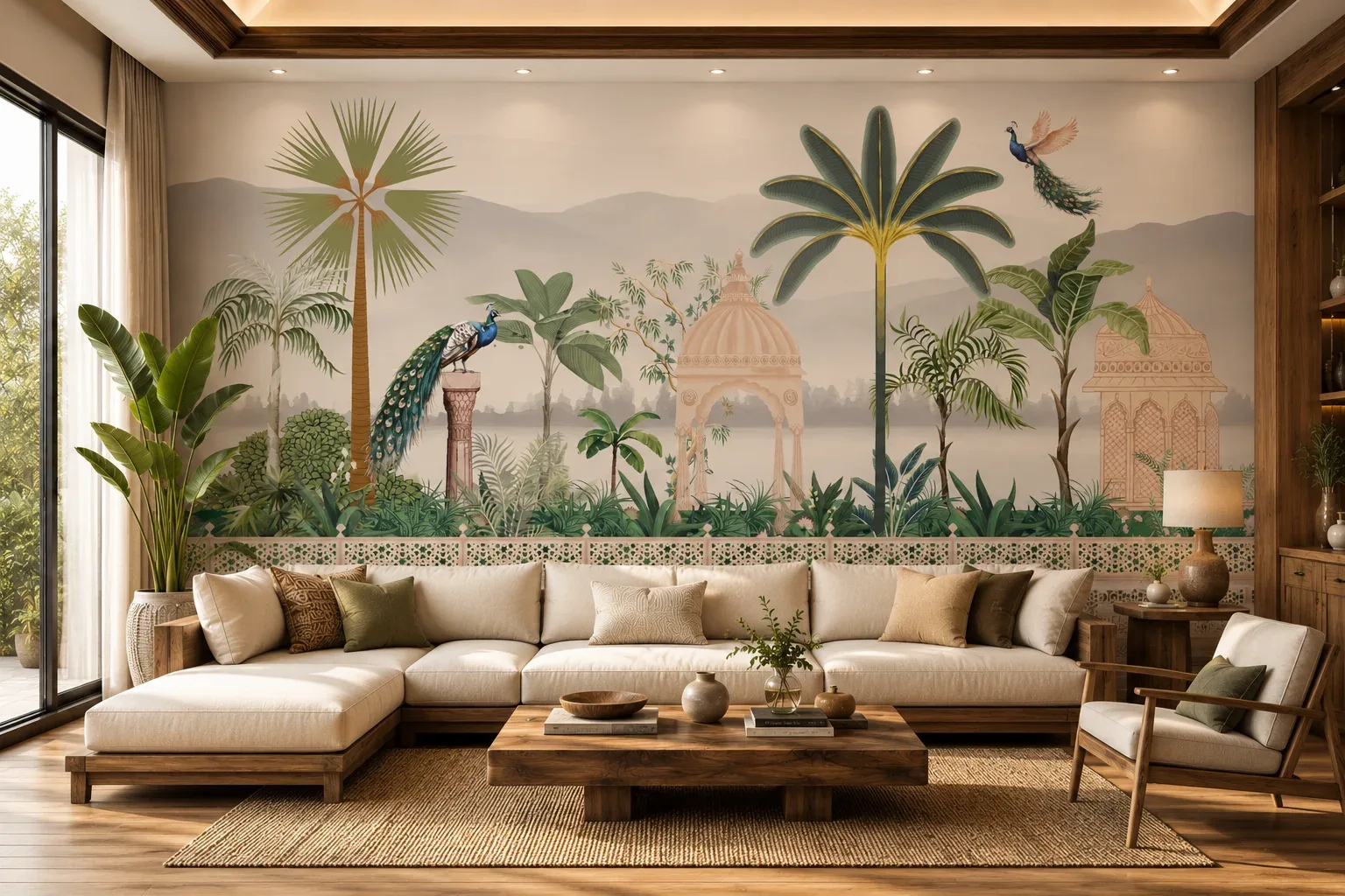 Peacock Nature Modern Florida Home Wall Interior Wallpaper Mural.png