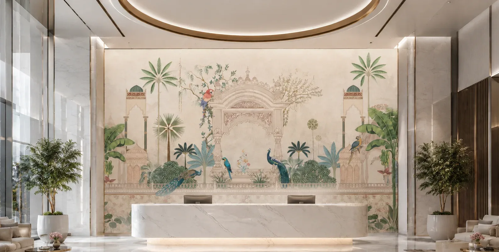 Palace Architectural Garden Best Resort Reception Hall Wall Decor Wallpaper
