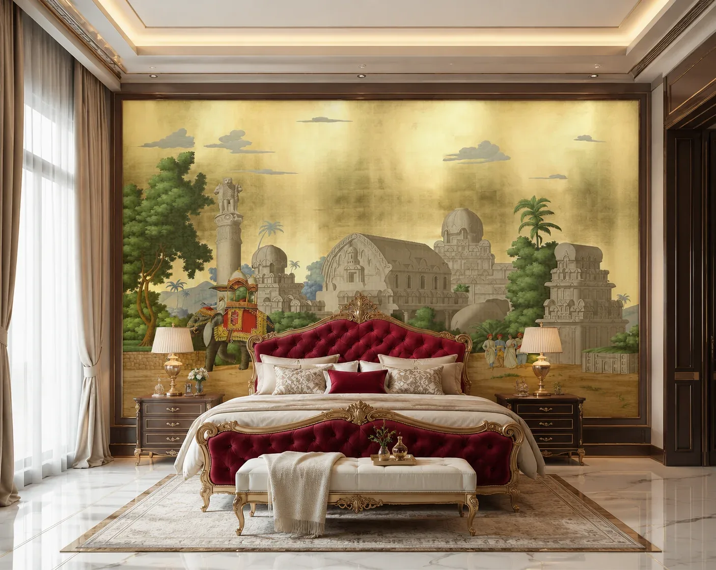 Perfect for Bedroom Royal Feel Indian Heritage Architectural Removable Wallpaper Mural.png