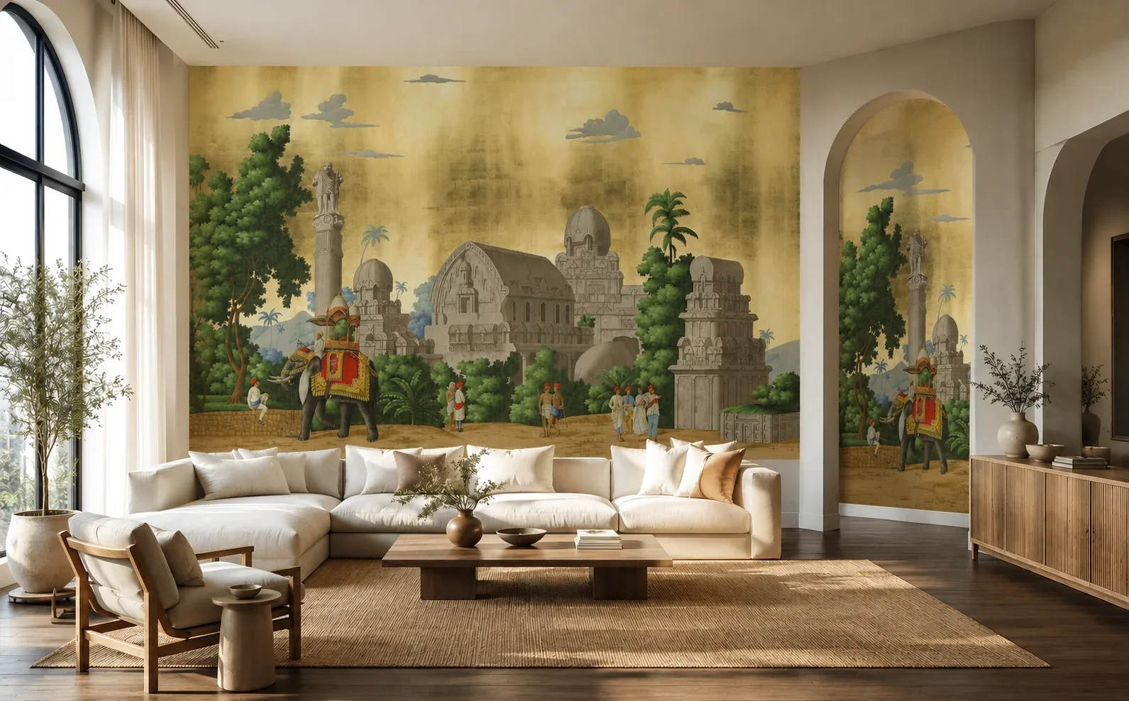 Antique Regal Elephant Wallpaper Design for Royal Living Area.png