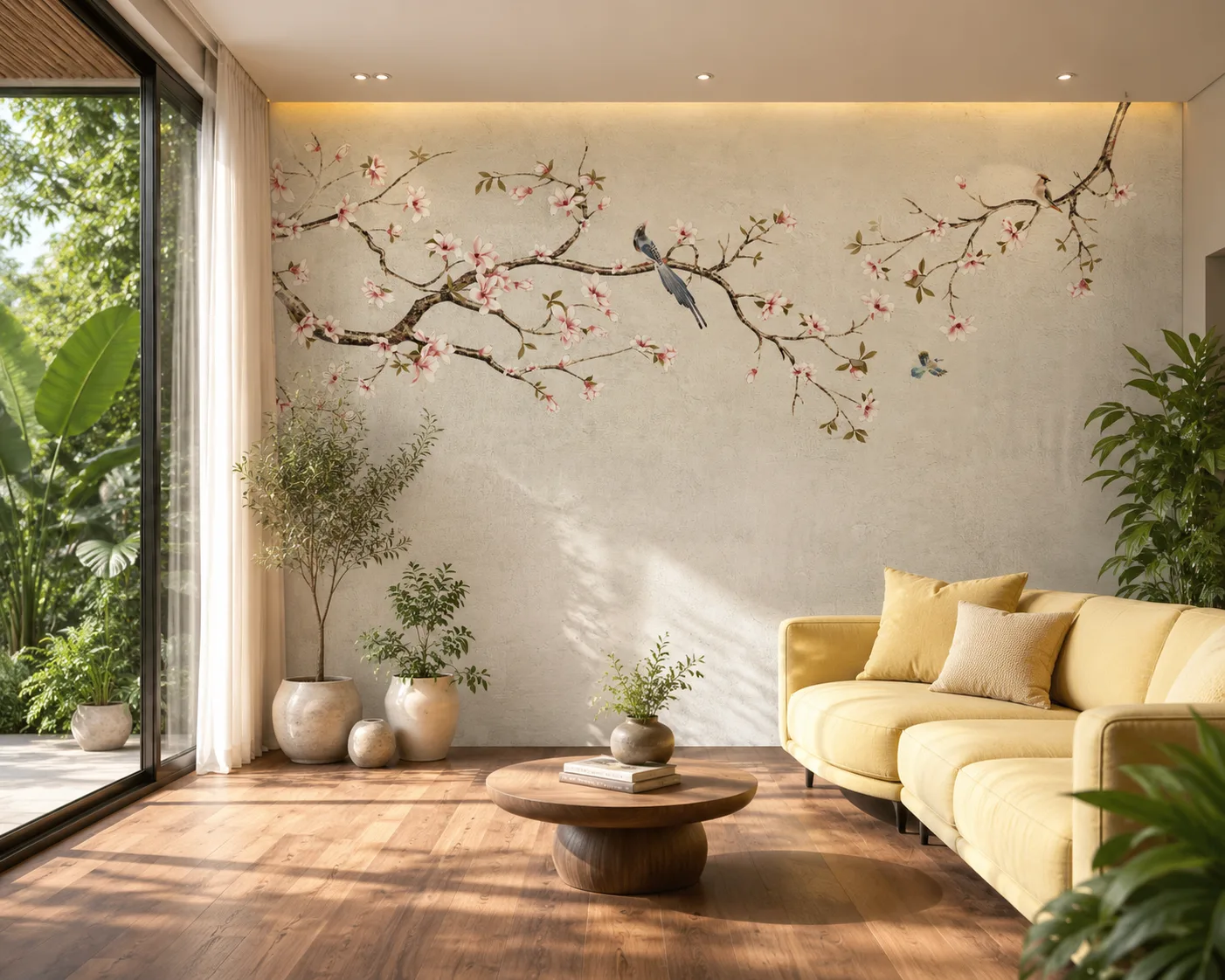Artistic Floral Bird Wallpaper Mural for Sophisticated Chicago Home Accent Walls Designer Series.png