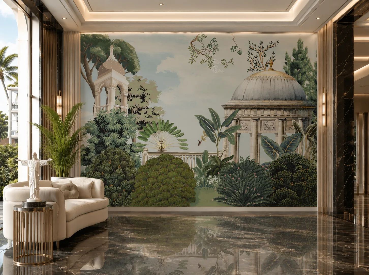 Soft Blue and Green Tropical Royal Garden for Florida USA Home Wall Design.png