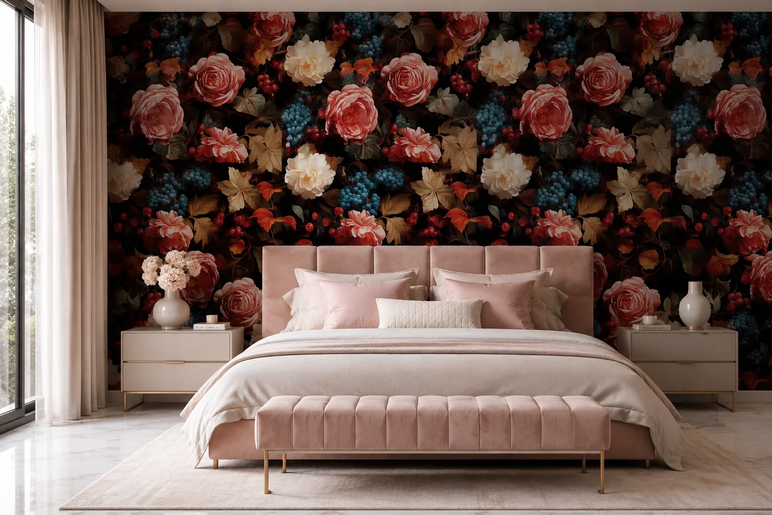 Romantic Vintage Bloom Wallpaper Mural Self Adhesive Miami Apartment Charm Series.png