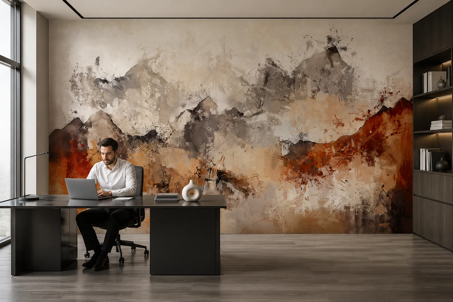 Neutral Boho Mountain Texture Artwork for Arizona Luxury Office Interior Decor Signature Style.png