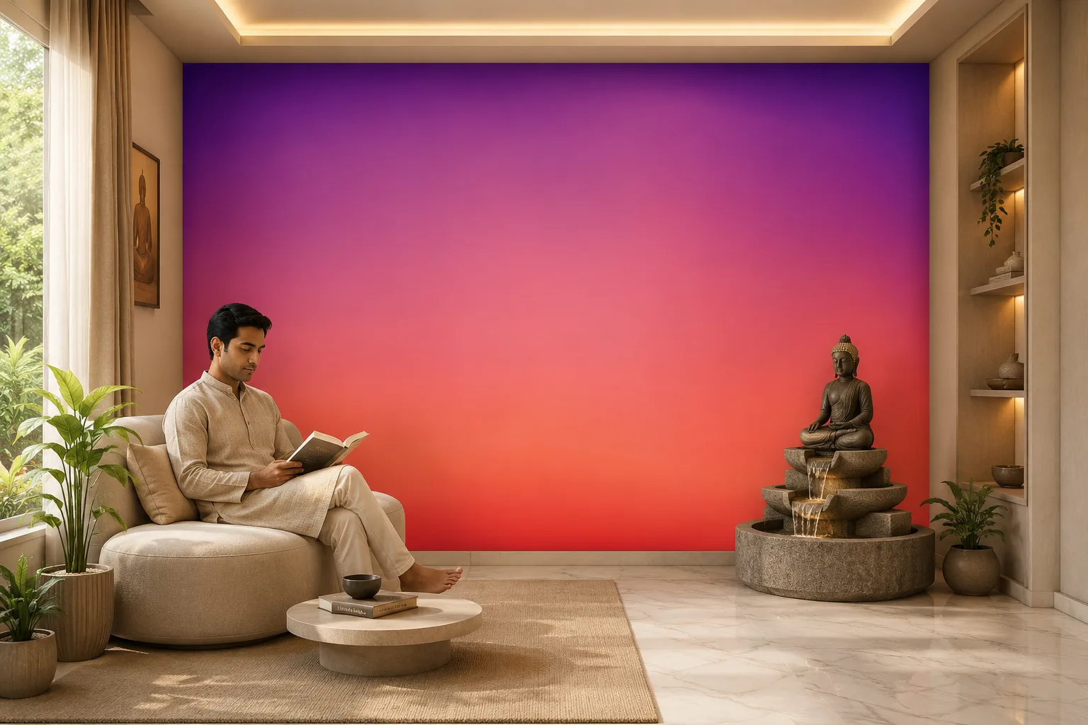 Vibrant Purple Coral Gradient Wallpaper Background for Modern Apartments California Interior Design.png