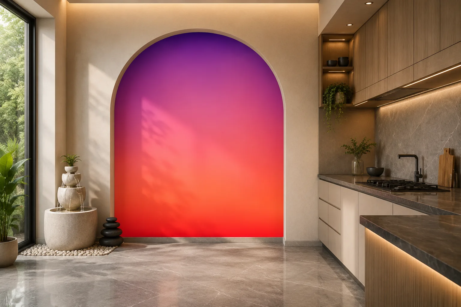 Elegant Coral Lavender Gradient Wallpaper Design for Miami Contemporary Apartment Styling.png