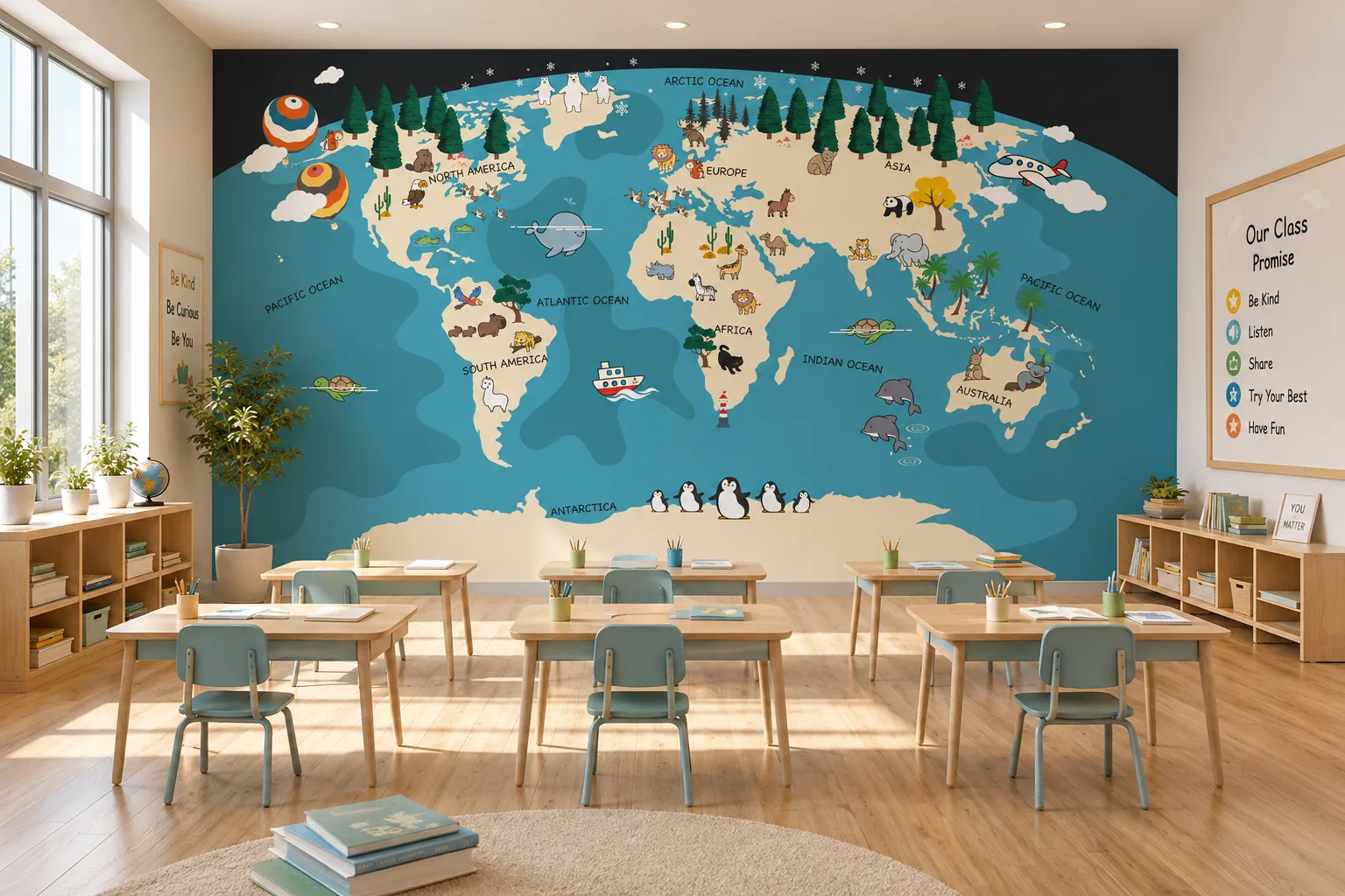 Animal World Map Peel Stick Wallpaper Florida Playroom Learning Wall Signature Collection.png