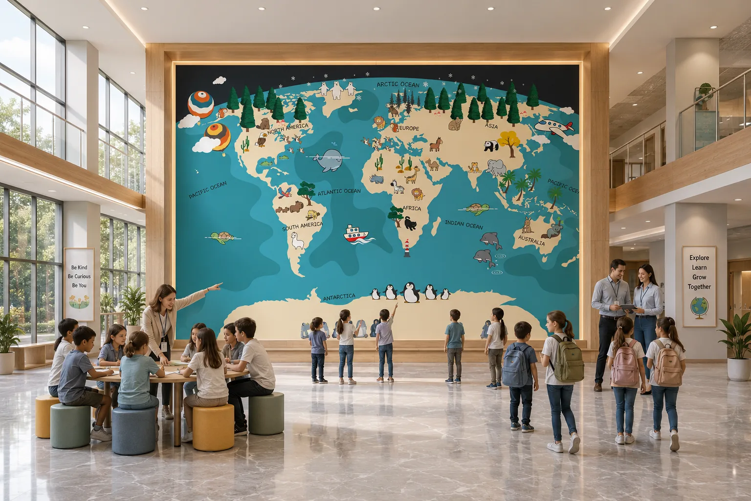 Interactive Geography Animals Wall Mural Arizona Classroom Decor Kids Study Room Showcase.png