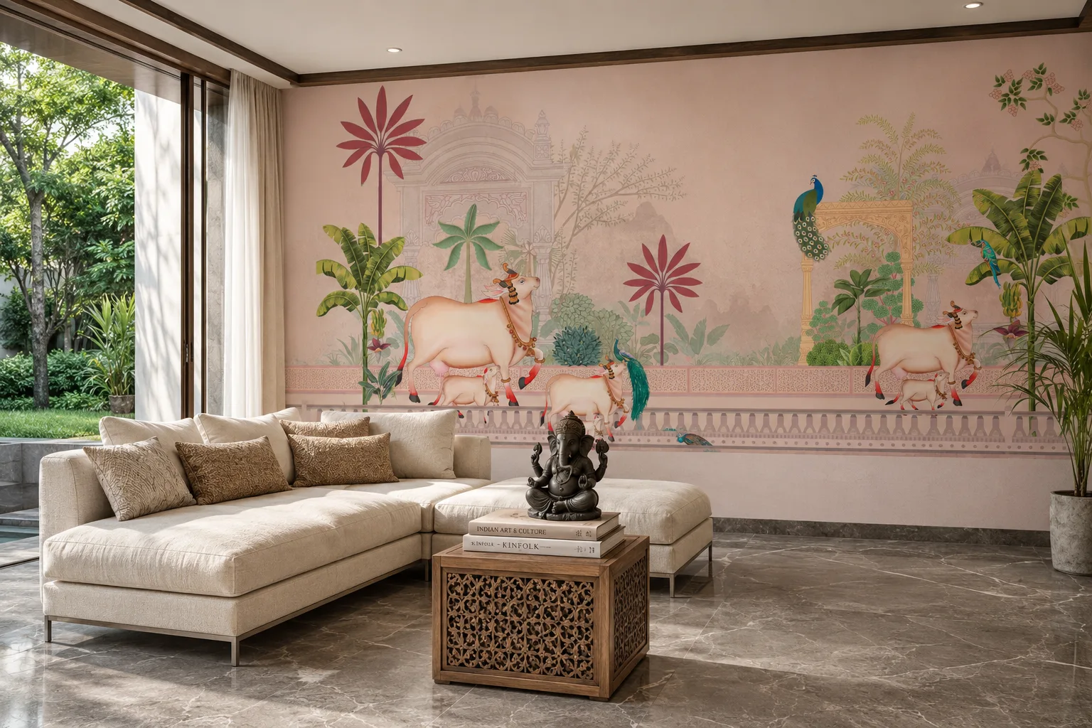 Pichwai Peel Stick Cow Calming Modern USA Homes Wall Decor Wallpaper Mural .png