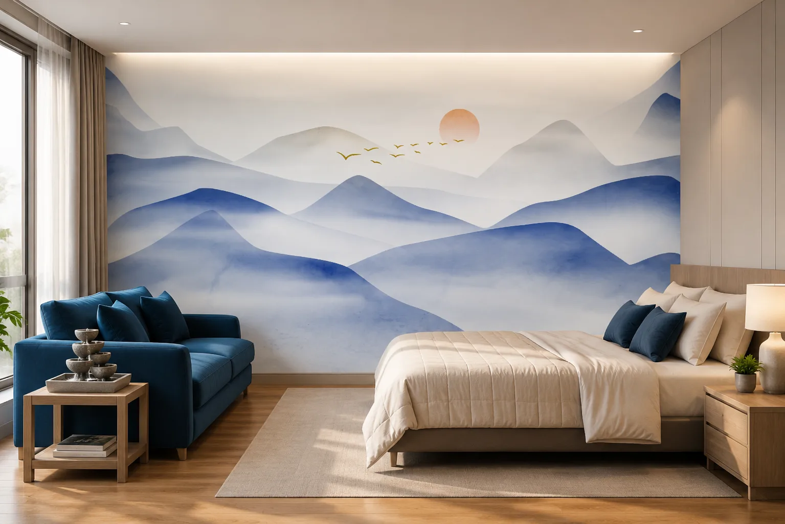 Artistic Landscape Wall Decor Neutral Modern Home Bedroom Wall Decor Wallpaper Miami Beach Residence Exclusive.png