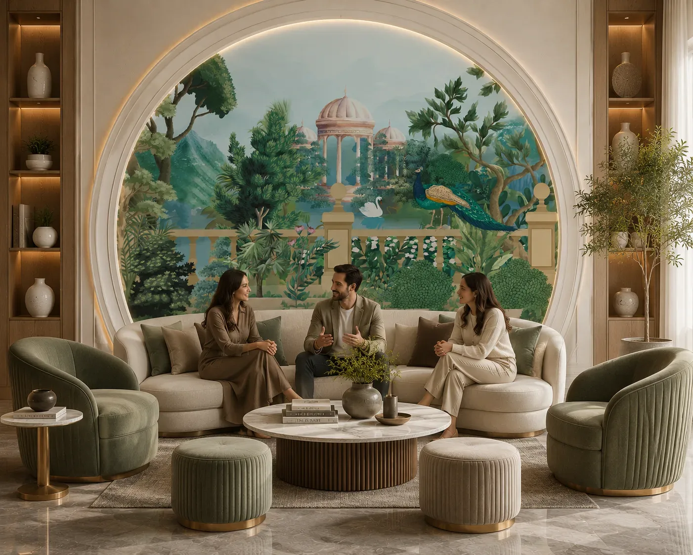 Vintage Botanical Paradise Arch Wall Mural with Swan Lake Florida Interior Design Exclusive Collection.png