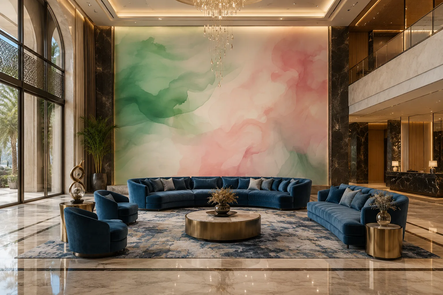 Elegant Mint Pink Watercolor Ombre Peel Stick Wallpaper Florida Coastal Living Accent Design.png