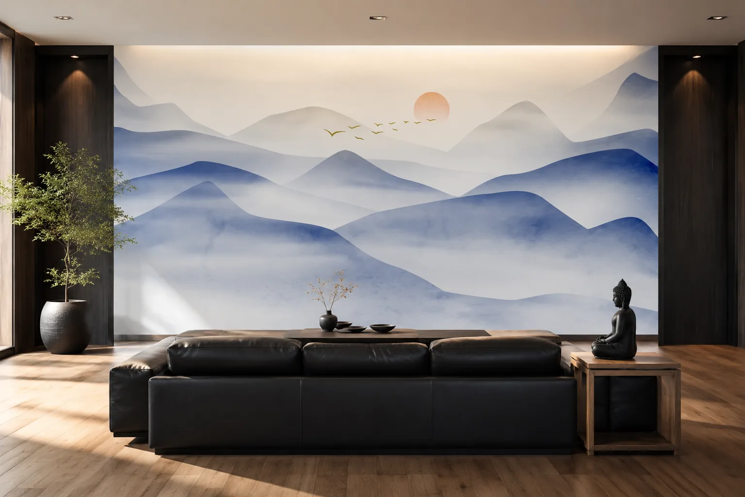 Minimal Blue Landscape Wall Art Contemporary Luxury Wallpaper Florida Coastal Living Series.png