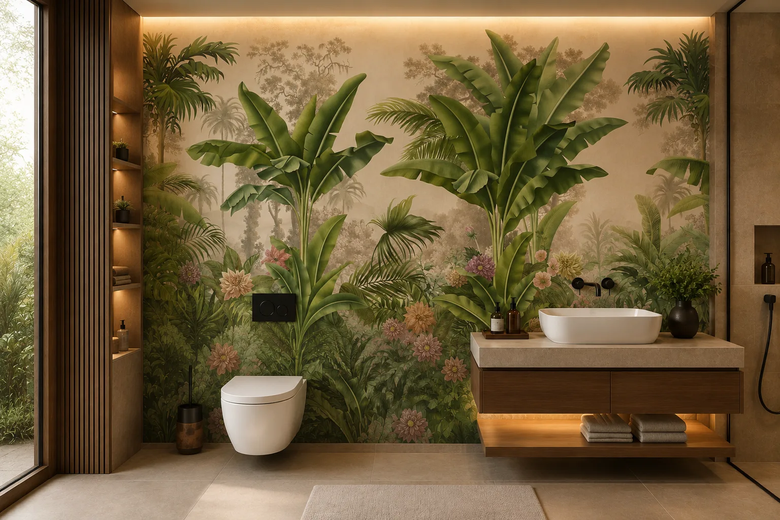 Serene Tropical Forest Wallpaper Mural Exotic Botanical Paradise California Dream Homes Selection Edition.png