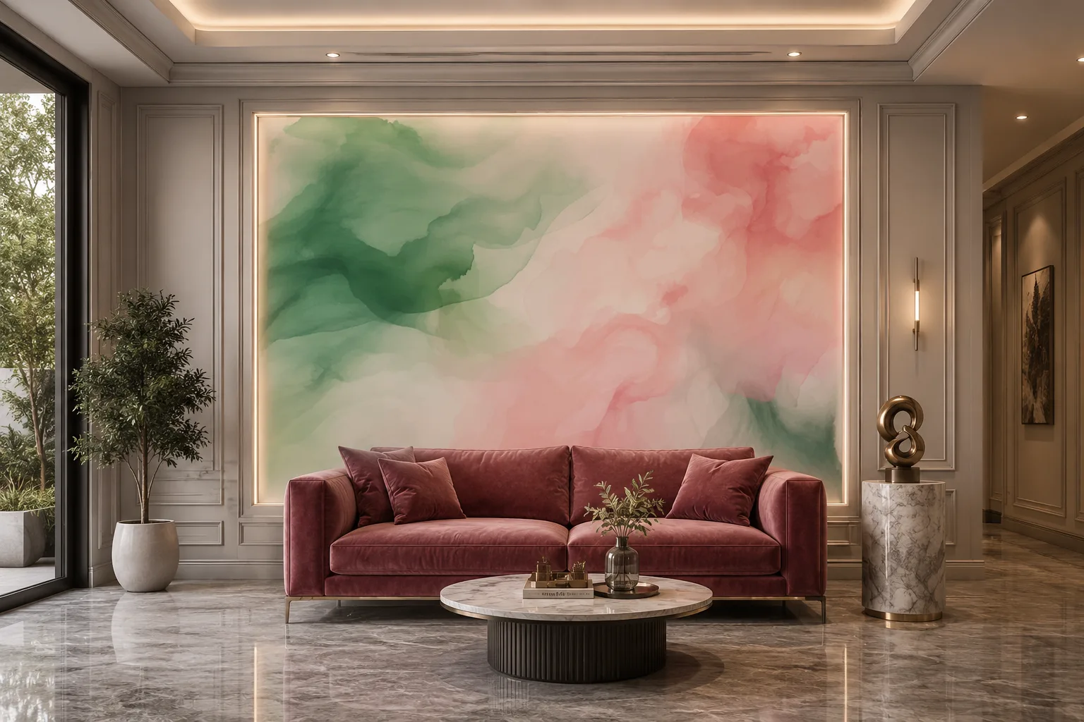 Modern Blush Green Abstract Wallpaper Neutral Bedroom Decor Chicago Studio Inspired.png