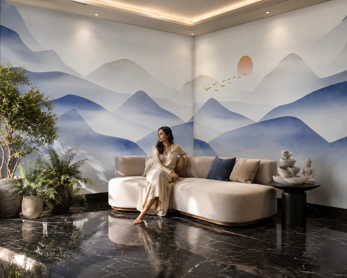 Dreamy Blue Horizon Wallpaper Stylish Contemporary Interior Nevada Luxury Condo Inspired Collection.png