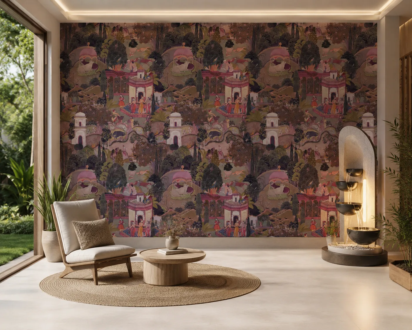 Luxury Pastel Jaipur Garden Wallpaper Removable Wall Mural Miami Coastal Home Favorites.png