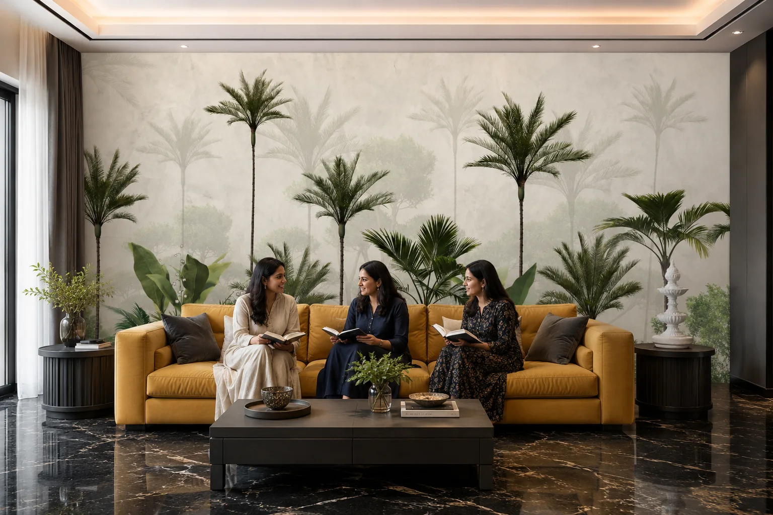 Elegant Tropical Botanical Wall Mural for Florida Living Room Paradise Inspired Retreat.png