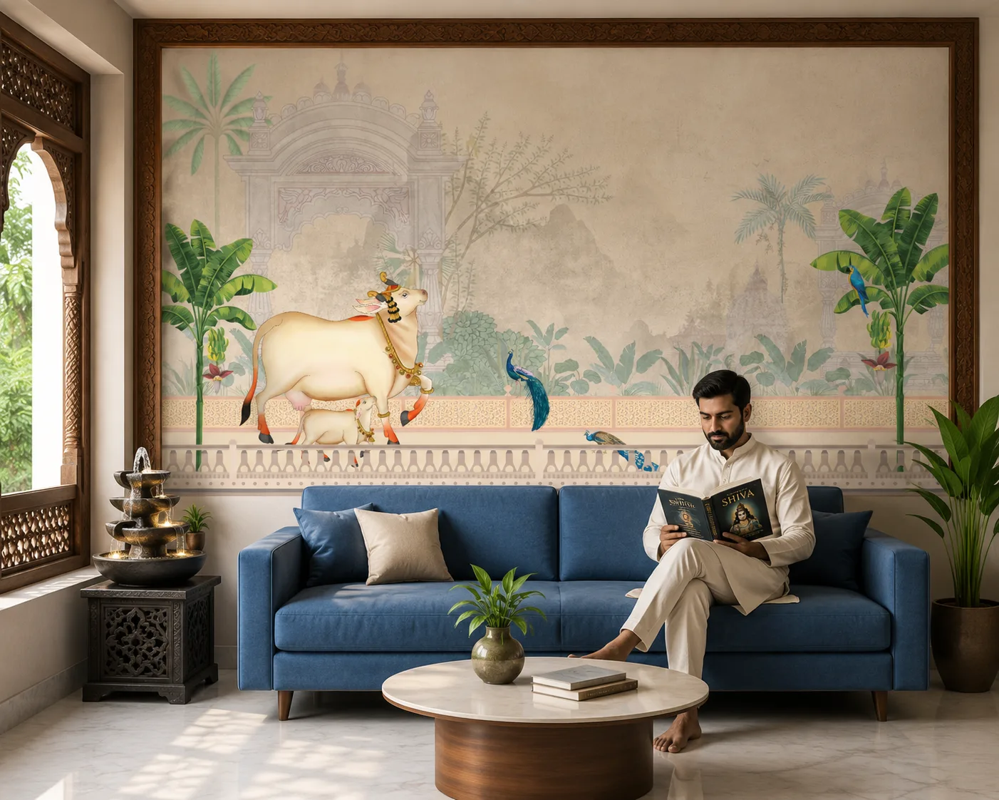 Antique Palace Botanical Pichwai Indian Wallpaper South Carolina Classic Interior Charm Special Series.png