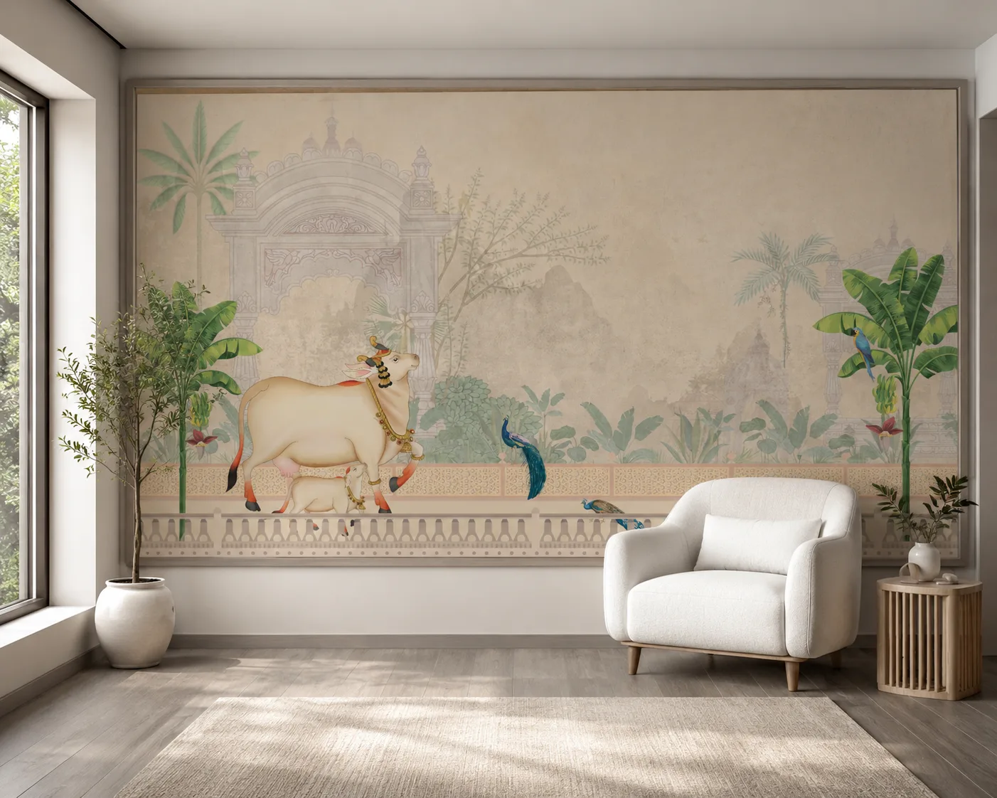 Exotic Banana Palm Royal Courtyard Wallpaper Florida Coastal Living Signature Design.png