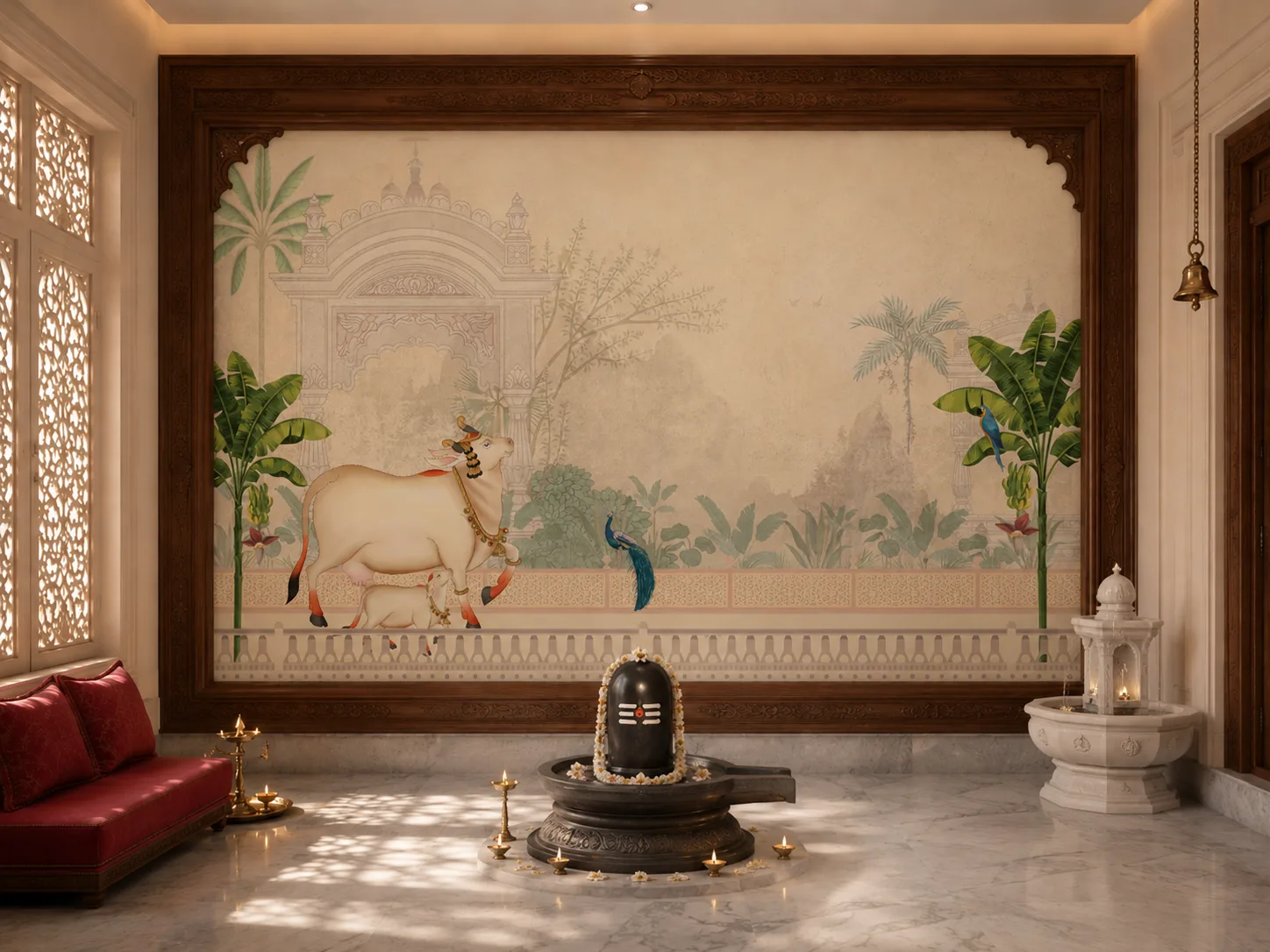 Rustic Heritage Pichwai Cow Landscape Wall Decor Georgia Southern Estate Inspired Luxury Artwork.png