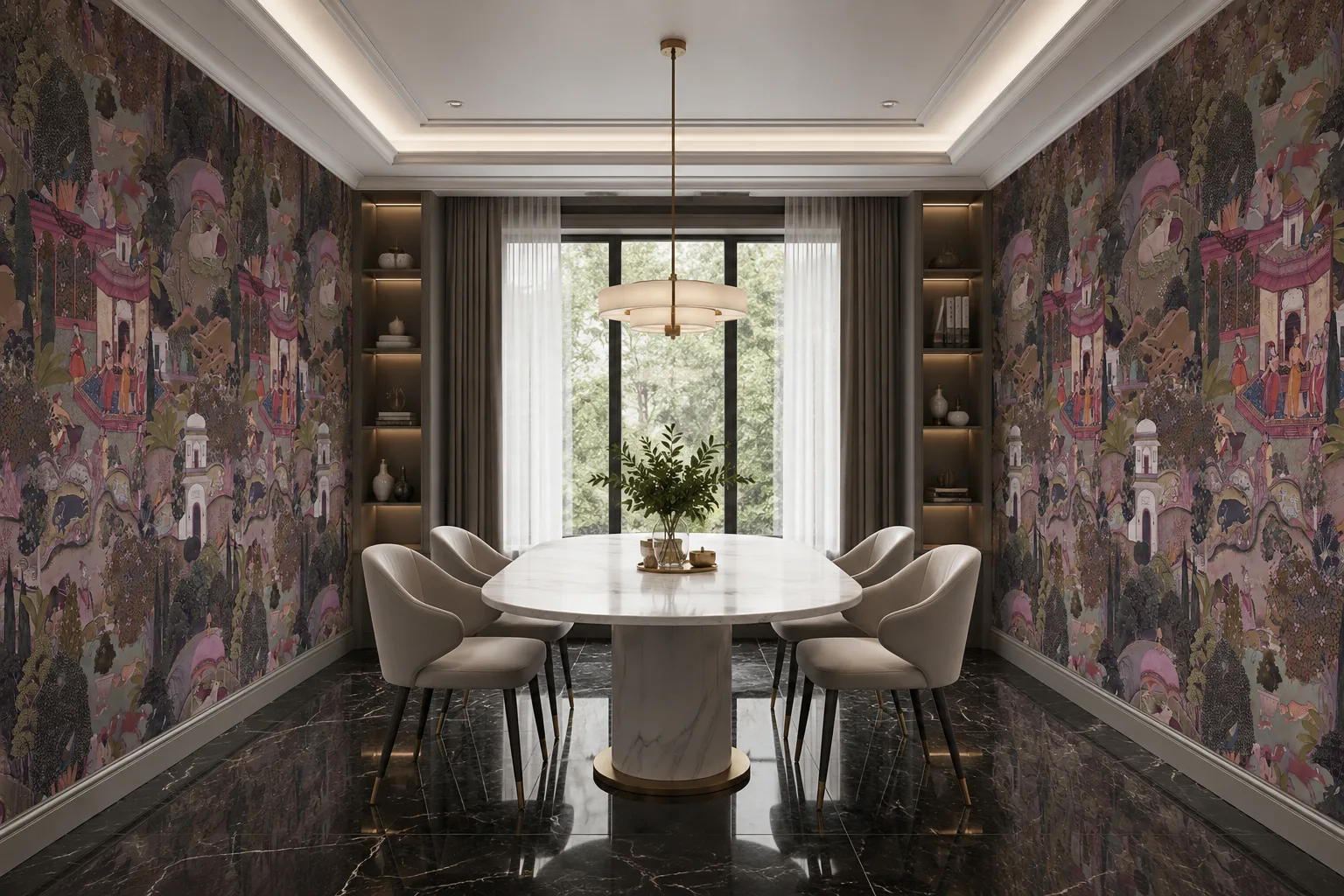 Luxury Pastel Wildlife Garden Dinign Wallpaper Removable Wall Mural.png