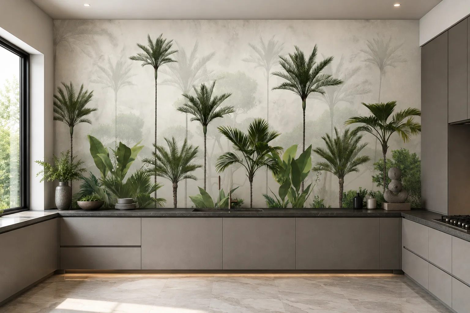 Luxury Neutral Jungle Palm Wallpaper Decor for California Beach House Interior Collection.png