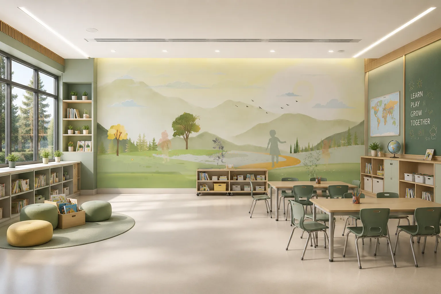 Dreamy Forest Playroom Wallpaper Watercolor Landscape Wall Mural Arizona Desert Homes Featured Style.png