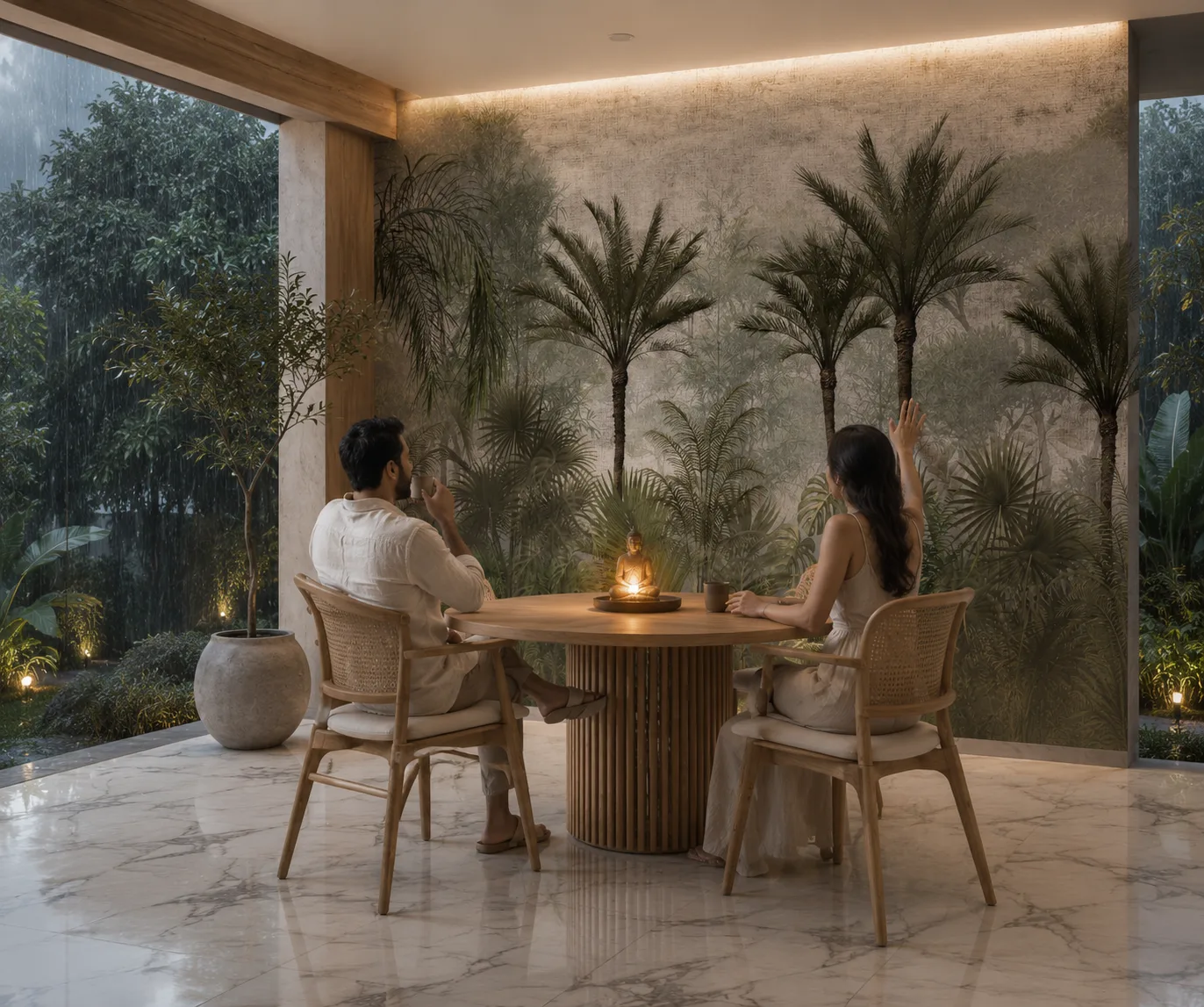 Neutral Botanical Palm Forest Wall Decor Florida Luxury Living Spaces Premium Selection.png