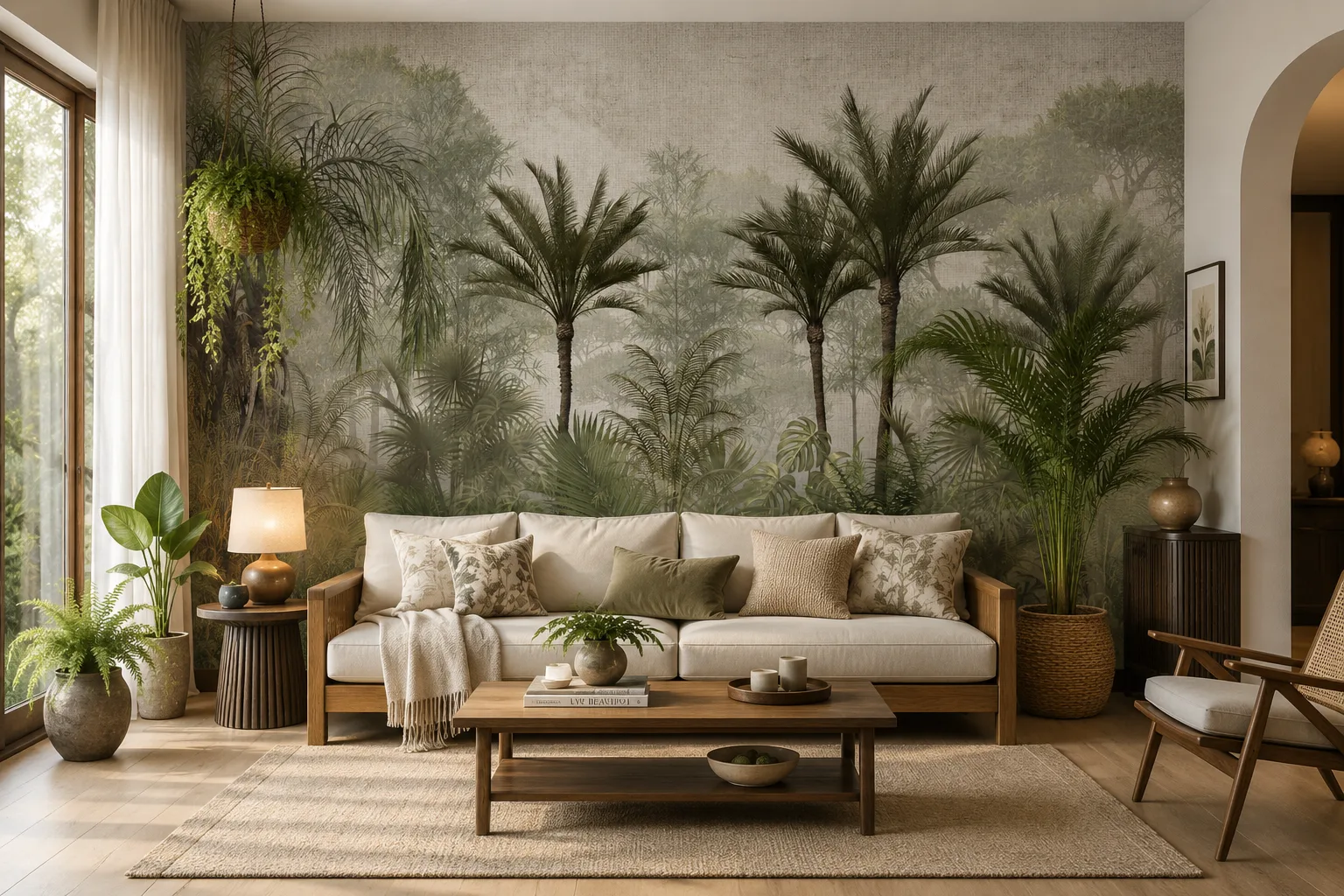 Misty Tropical Palm Jungle Wallpaper Mural California Coastal Interior Design Collection Edition.png