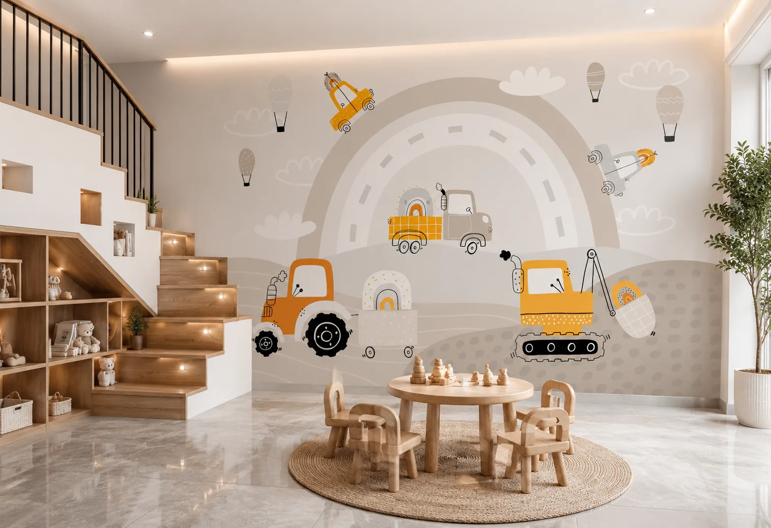 Contemporary Construction Site Wallpaper for Kids Bedroom Atlanta Urban Nursery Inspired Accent Collection.png