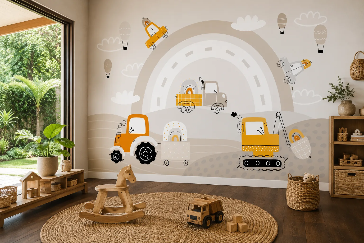 Cozy Playroom with Mural and Garden Side Wall Decor Peel Stick.png