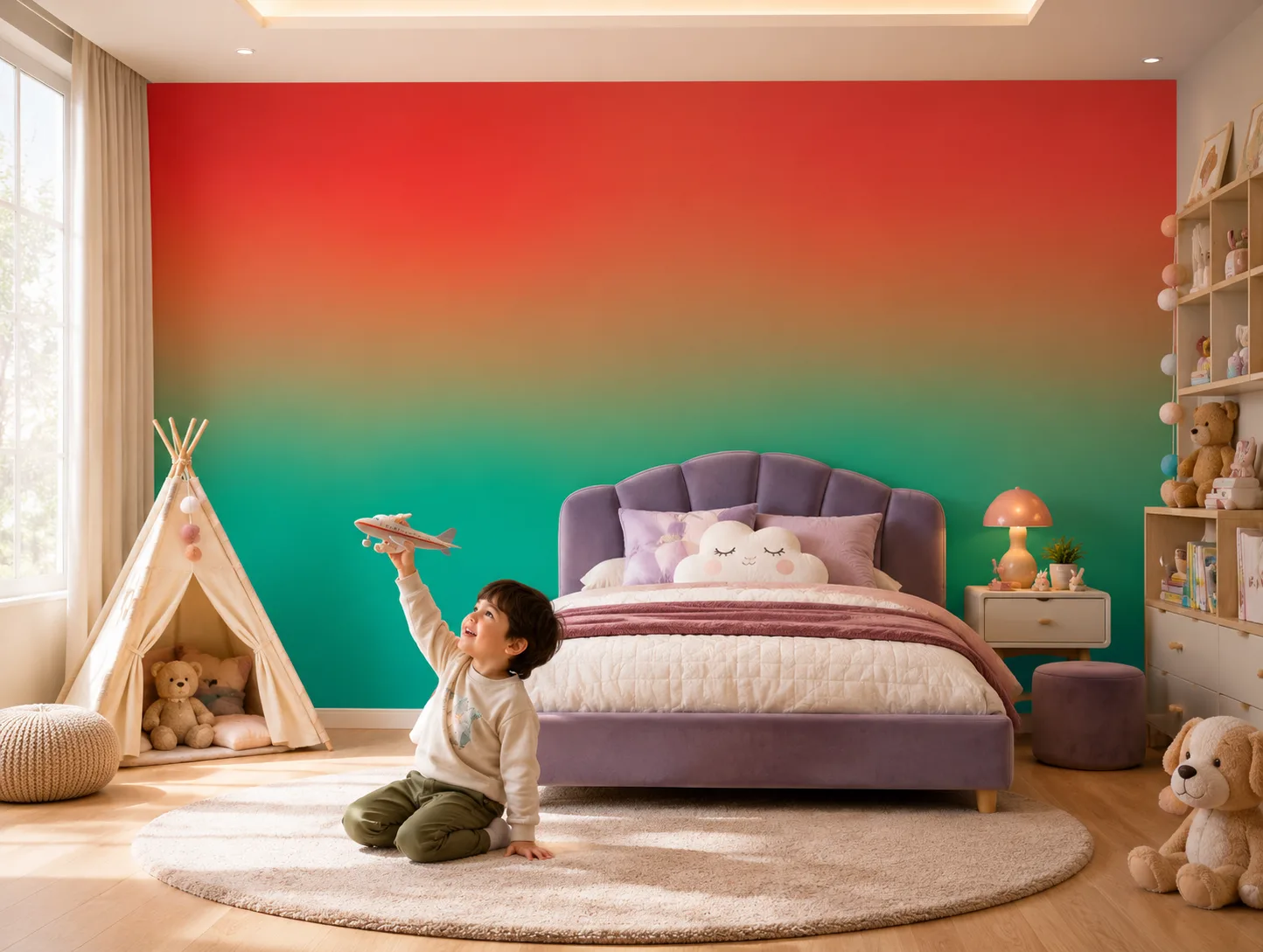 Modern Sunset Gradient Kids Room Wall Decor Minimalist Studio Background Seattle Creative Spaces Exclusive.png