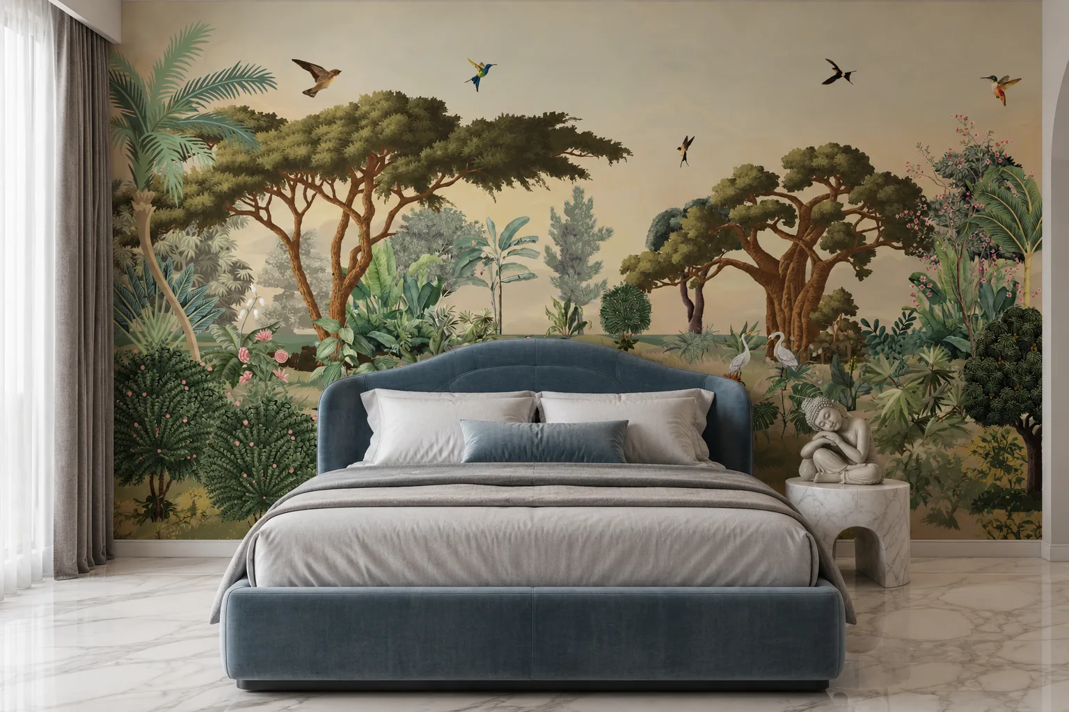 Elegant Jungle Garden Birds Wall Decor for Bedroom Luxury Villas.png
