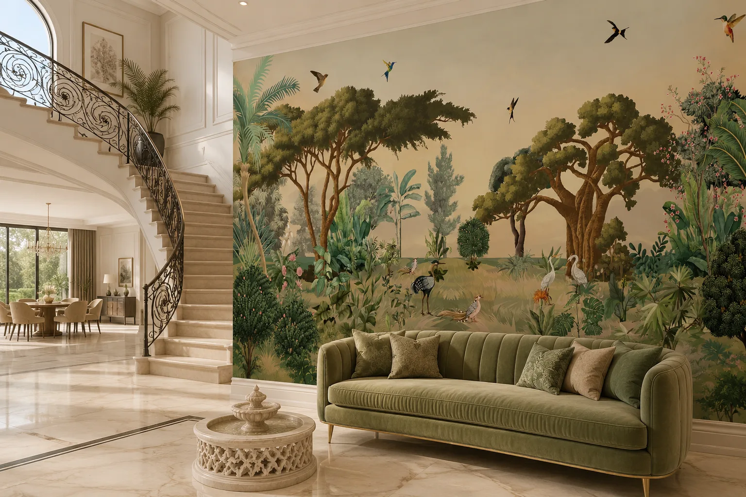 Serene Tropical Savannah Landscape Wall Mural for Texas Ranch Retreats Collection.png