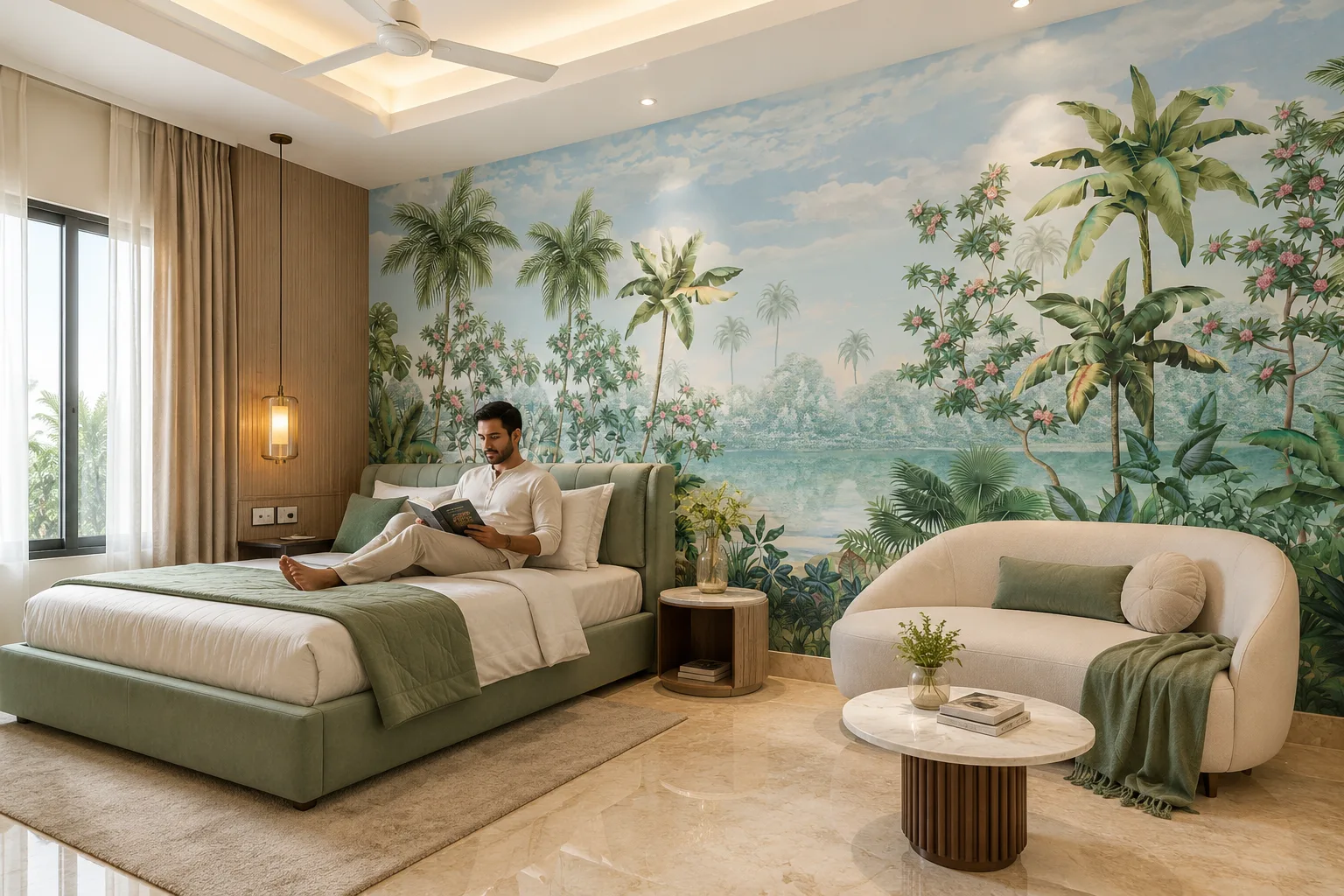 Refreshing Island Garden Mural Soft Botanical Escape Virginia Home Exclusive.png